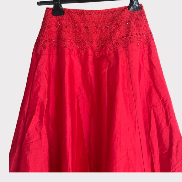 Free People One Women's Size 2 Red Party Beaded Embroidered Maxi Skirt Red NWOT - Picture 5 of 13